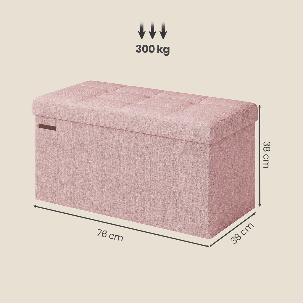 Banc de rangement 38 x 76 x 38 cm Rose ou Vert