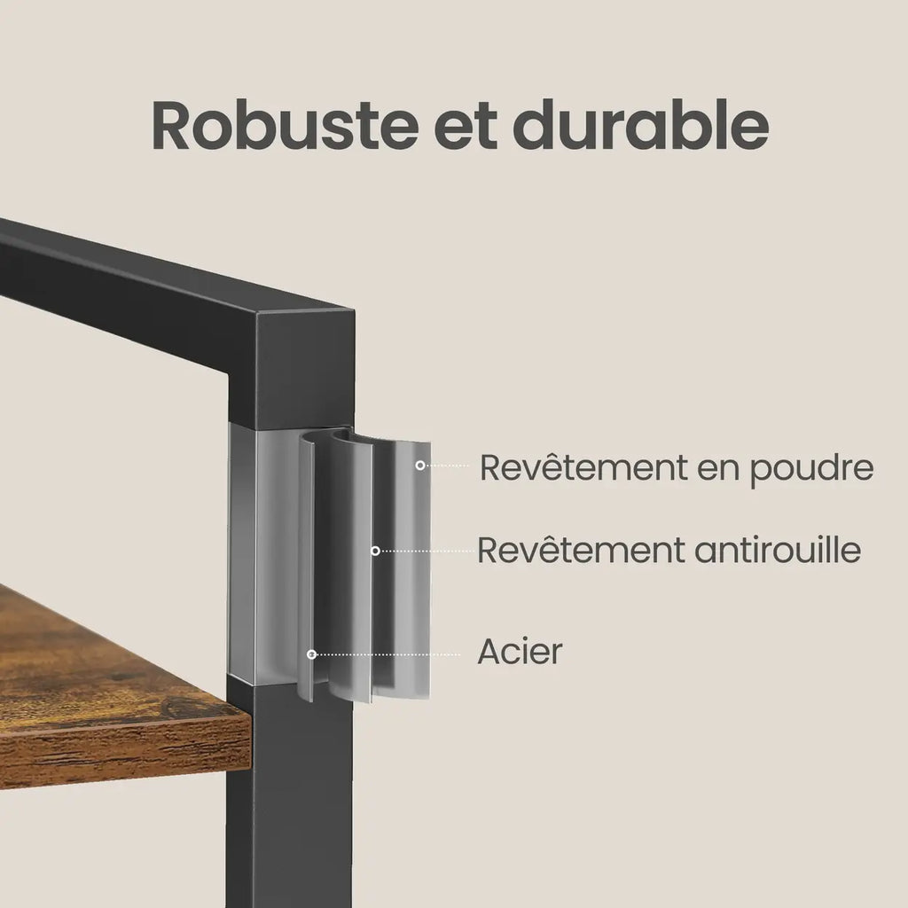 Ochama  Bibliothèque à 6 Niveaux, Meuble de Rangement sur Pied, Bureau, Salon, Chambre, Cuisine, Style Industriel, Marron et Noir