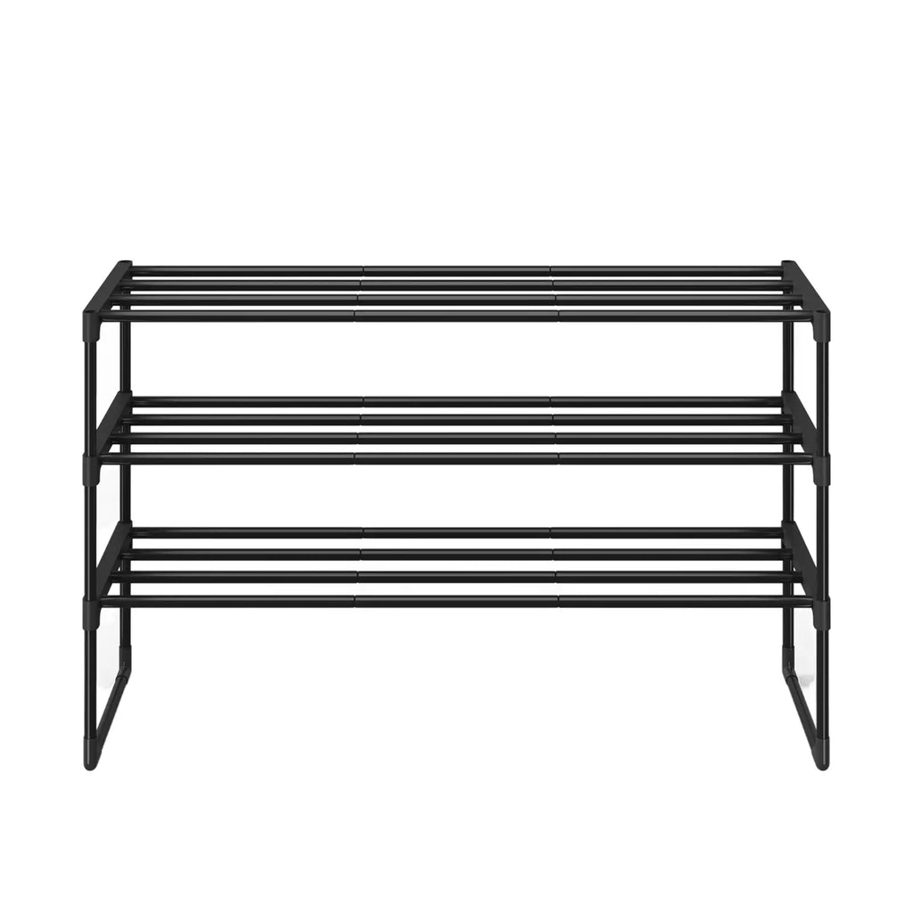 Étagère à chaussures métallique noire 3 niveaux – étroite et empilable, 30 x 92 x 55 cm, contient 16 à 20 paires – organiseur gain de place pour entrée, placard ou salon