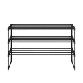Étagère à chaussures métallique noire 3 niveaux – étroite et empilable, 30 x 92 x 55 cm, contient 16 à 20 paires – organiseur gain de place pour entrée, placard ou salon