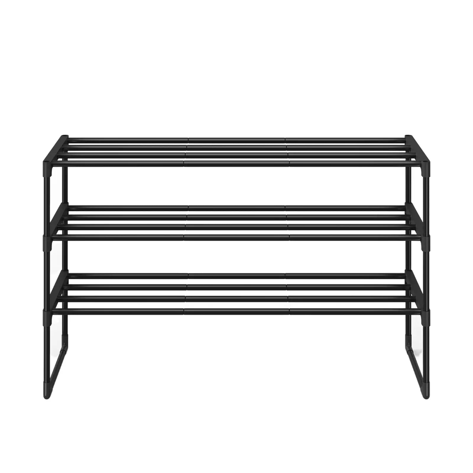 Étagère à chaussures métallique noire 3 niveaux – étroite et empilable, 30 x 92 x 55 cm, contient 16 à 20 paires – organiseur gain de place pour entrée, placard ou salon