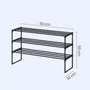 Étagère à chaussures métallique noire 3 niveaux – étroite et empilable, 30 x 92 x 55 cm, contient 16 à 20 paires – organiseur gain de place pour entrée, placard ou salon
