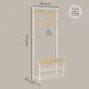 Portemanteau, 32 x 70 x 175 cm, Vestiaire avec Banc de Rangement pour Chaussures, Style Industriel, Jaune et Blanc