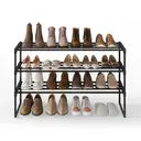 Étagère à chaussures métallique noire 3 niveaux – étroite et empilable, 30 x 92 x 55 cm, contient 16 à 20 paires – organiseur gain de place pour entrée, placard ou salon