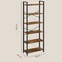 Ochama  Bibliothèque à 6 Niveaux, Meuble de Rangement sur Pied, Bureau, Salon, Chambre, Cuisine, Style Industriel, Marron et Noir