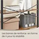 Ochama  Bibliothèque à 6 Niveaux, Meuble de Rangement sur Pied, Bureau, Salon, Chambre, Cuisine, Style Industriel, Marron et Noir