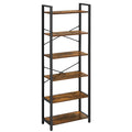 Ochama  Bibliothèque à 6 Niveaux, Meuble de Rangement sur Pied, Bureau, Salon, Chambre, Cuisine, Style Industriel, Marron et Noir