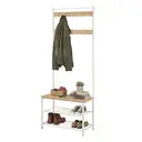 Portemanteau, 32 x 70 x 175 cm, Vestiaire avec Banc de Rangement pour Chaussures, Style Industriel, Jaune et Blanc