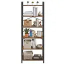 Ochama  Bibliothèque à 6 Niveaux, Meuble de Rangement sur Pied, Bureau, Salon, Chambre, Cuisine, Style Industriel, Marron et Noir