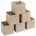 Cubes de rangement en tissu kaki clair – Lot de 6 boîtes pliables avec poignées, 30 x 30 x 30 cm, parfaits pour les étagères cubiques – non-tissé, parfaits pour les vêtements et l’organisation des placards