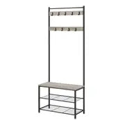 Portemanteau, 32 x 70 x 175 cm, Vestiaire avec Banc de Rangement pour Chaussures, Style Industriel, Jaune et Blanc