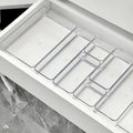 Lot de 15 Organisateurs de Tiroirs, 4 Tailles, Boîtes Transparentes en Plastique pour Rangement de Salle de Bain, Coiffeuse, Ustensiles de Cuisine et Maquillage