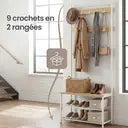 Portemanteau, 32 x 70 x 175 cm, Vestiaire avec Banc de Rangement pour Chaussures, Style Industriel, Jaune et Blanc