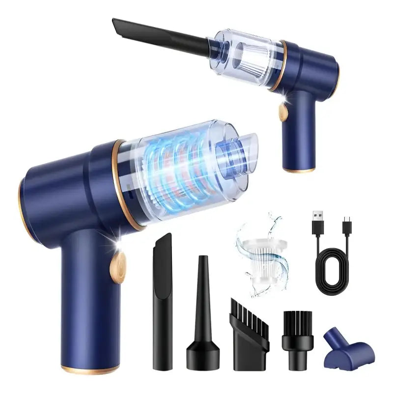 Aspirateur portatif sans fil 2 en 1 pour voiture et maison, aspiration et soufflage, 4500 Pa, rechargeable par USB, autonomie de 18 à 30 minutes.