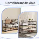 Étagère à chaussures métallique noire 3 niveaux – étroite et empilable, 30 x 92 x 55 cm, contient 16 à 20 paires – organiseur gain de place pour entrée, placard ou salon