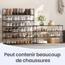 Étagère à chaussures métallique noire 3 niveaux – étroite et empilable, 30 x 92 x 55 cm, contient 16 à 20 paires – organiseur gain de place pour entrée, placard ou salon