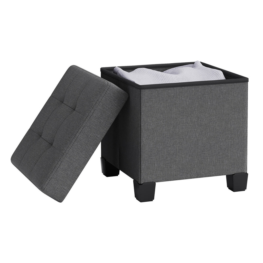 Pouf pliable gris ardoise – 38 x 38 x 40 cm, petit repose-pieds et tabouret de rangement, supporte 300 kg – compact pour salon, chambre ou dortoir