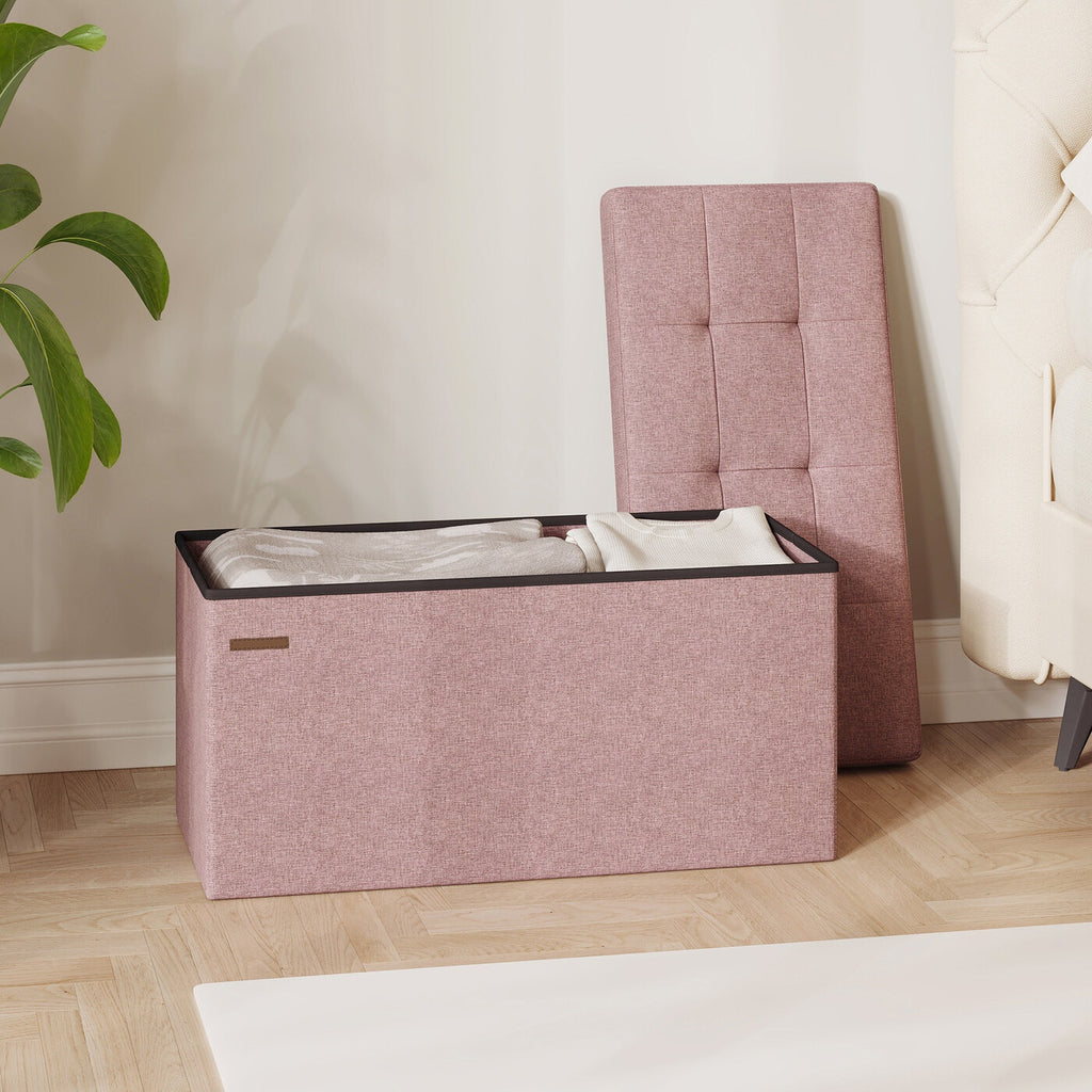 Banc de rangement 38 x 76 x 38 cm Rose ou Vert