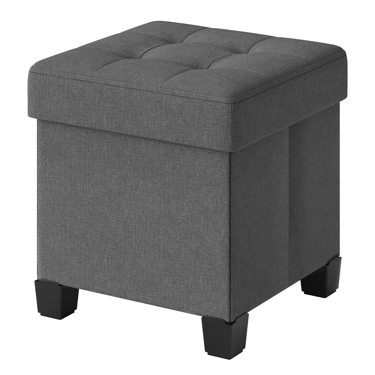 Pouf pliable gris ardoise – 38 x 38 x 40 cm, petit repose-pieds et tabouret de rangement, supporte 300 kg – compact pour salon, chambre ou dortoir