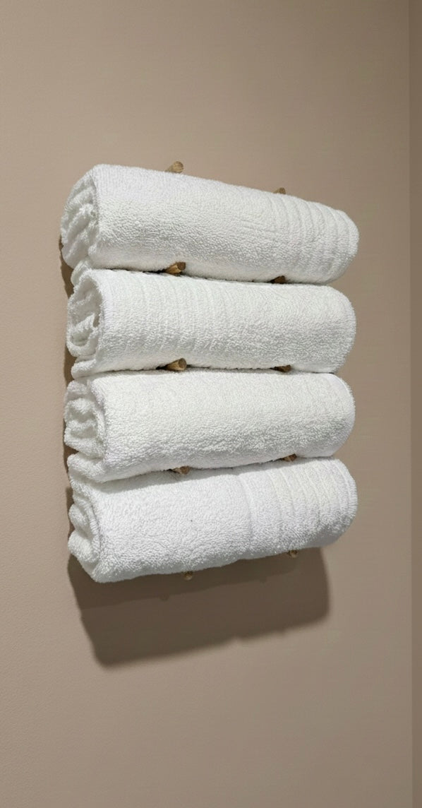 Porte-serviette en Bois avec fixation sans perçage - Rangement Pratique et Élégant
