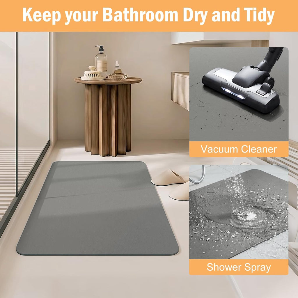 Tapis de Bain Absorbant Séchage Rapide en Caoutchouc Gris 40 x 60 cm
