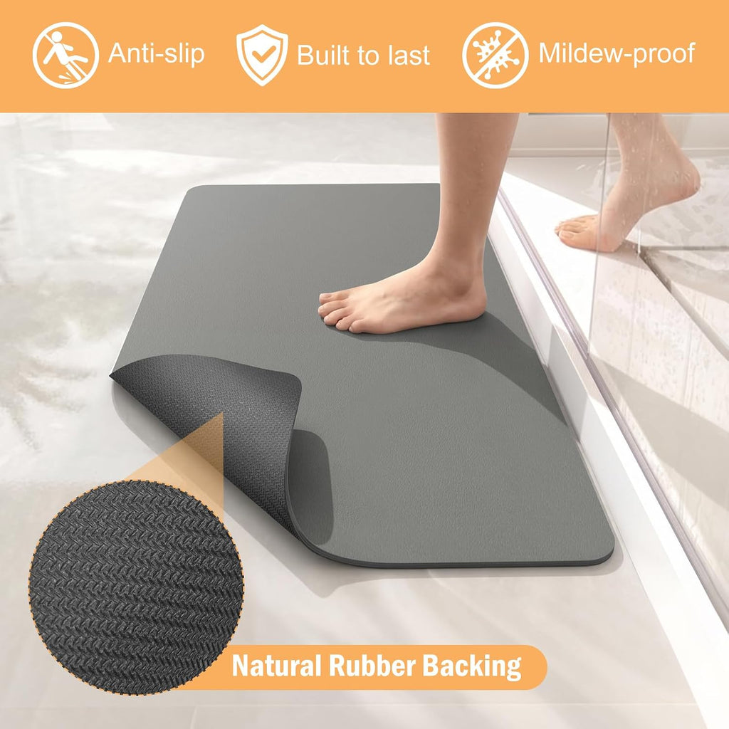 Tapis de Bain Absorbant Séchage Rapide en Caoutchouc Gris 40 x 60 cm