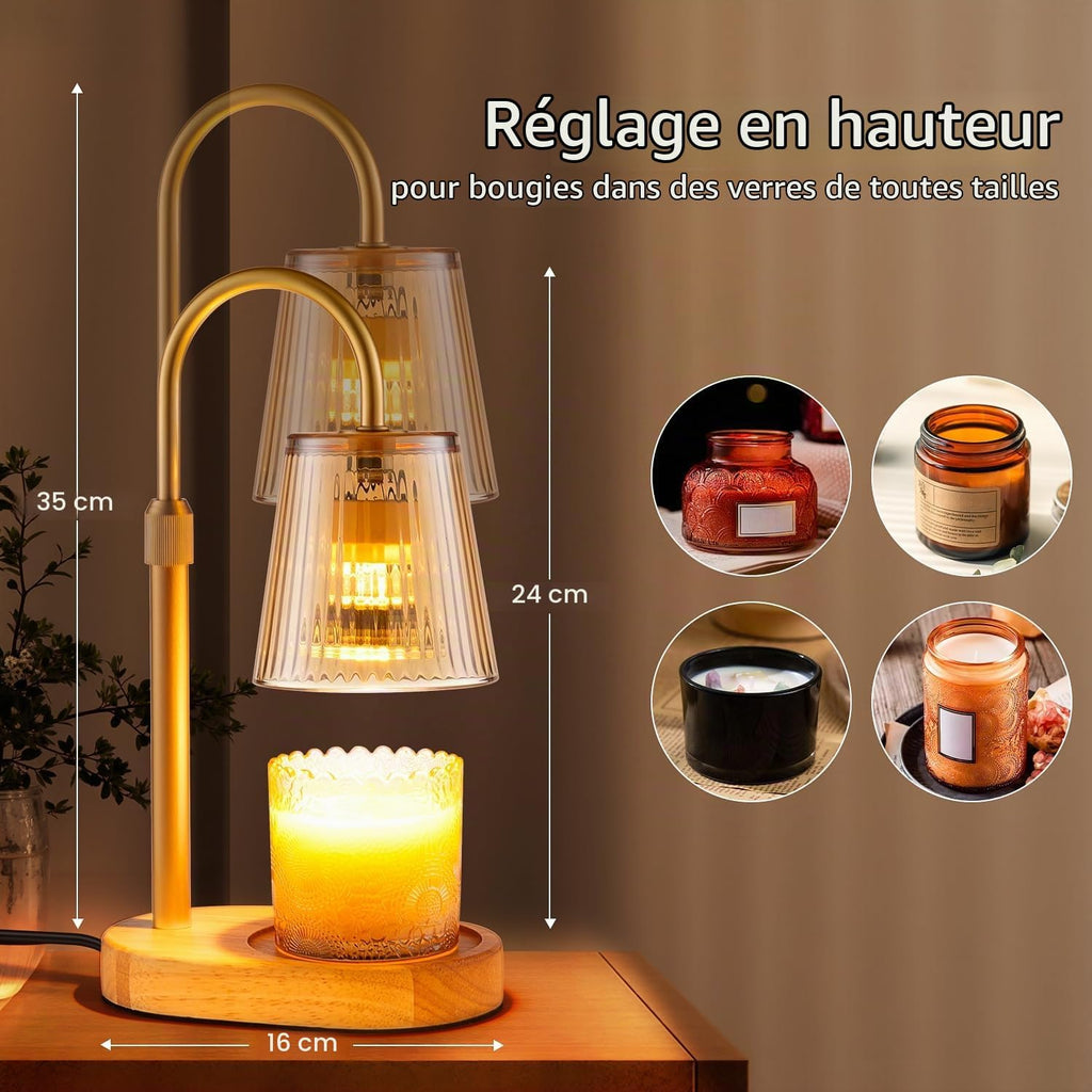 Lampe Chauffe Bougie avec Minuterie Réglable en Hauteur
