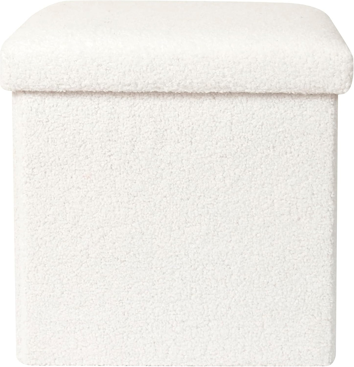 Home Deco Factory Coffre Pouf Pliable Bouclette Blanc