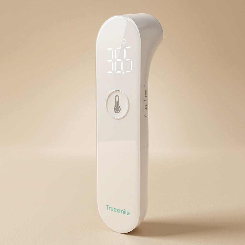 Thermomètre infrarouge LED, Blanc, Double mode front Ecran LED clair, Toute la famille, Lecture instantanée pile incluse