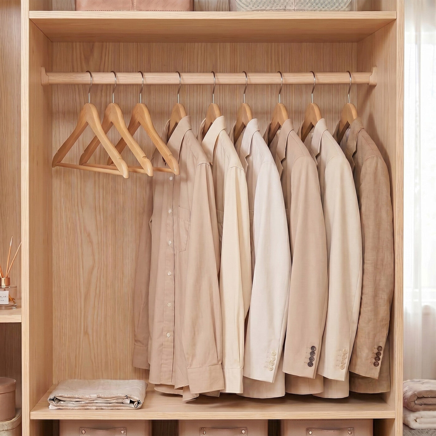 Lot de 20 cintres en bois massif, cintres pour manteaux robustes en bois véritable avec rainures d'épaule pour une tenue antidérapante des vêtements et crochet pivotant argenté antirouille, idéal pour costumes, chemises, manteaux, blazers, robes, placard