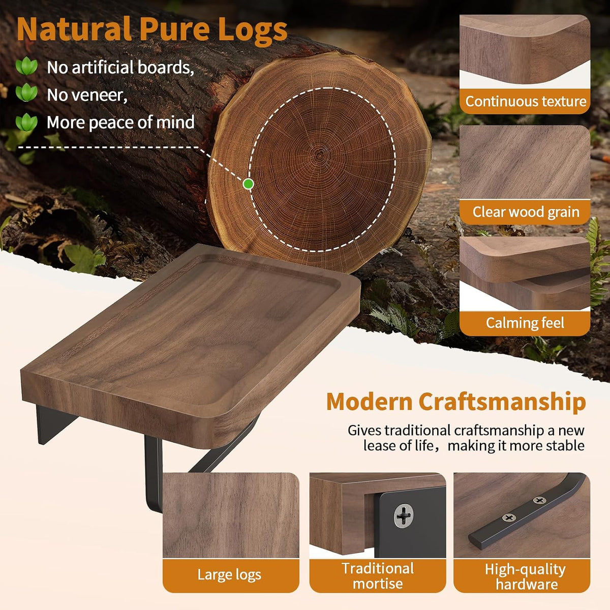Porte Papier Toilette Mural 20cm en Bois Massif
