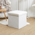 Home Deco Factory Coffre Pouf Pliable Bouclette Blanc