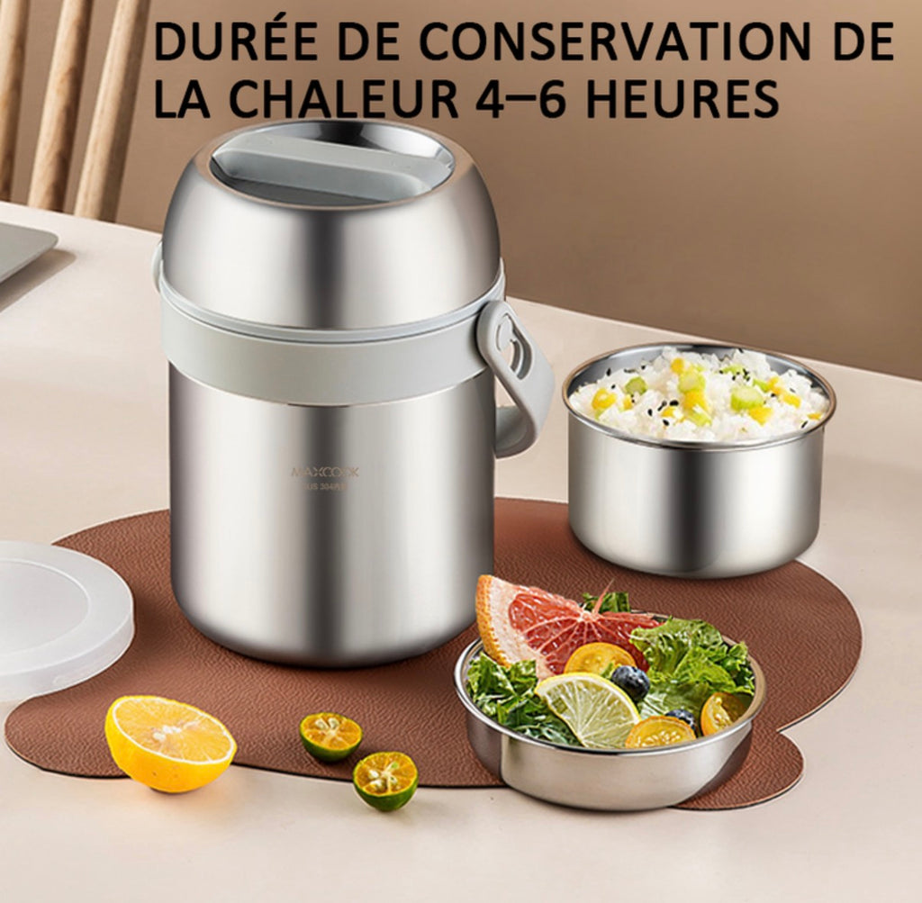 Thermos alimentaire isotherme sous vide 1,5 L Acier inoxydable
304 Grande ouverture
