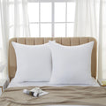 Lot de 2 Oreillers en Microfibre Respirante avec Garnissage Synthétique Imitation Duvet à Rayures Satinées 65x65cm Blanc