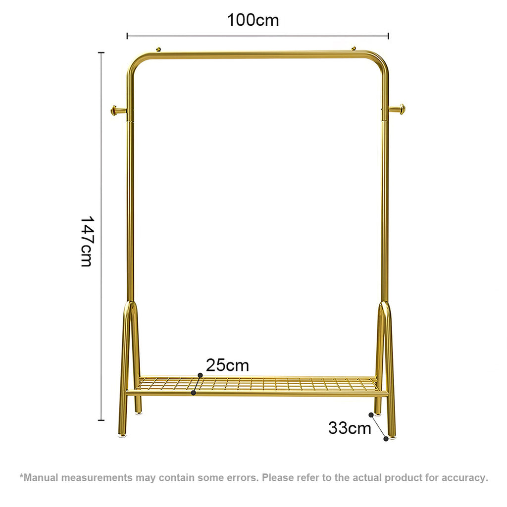 Portant à vêtements sur pied à poteau unique pour chambre et balcon, finition or luxueux, 100 cm