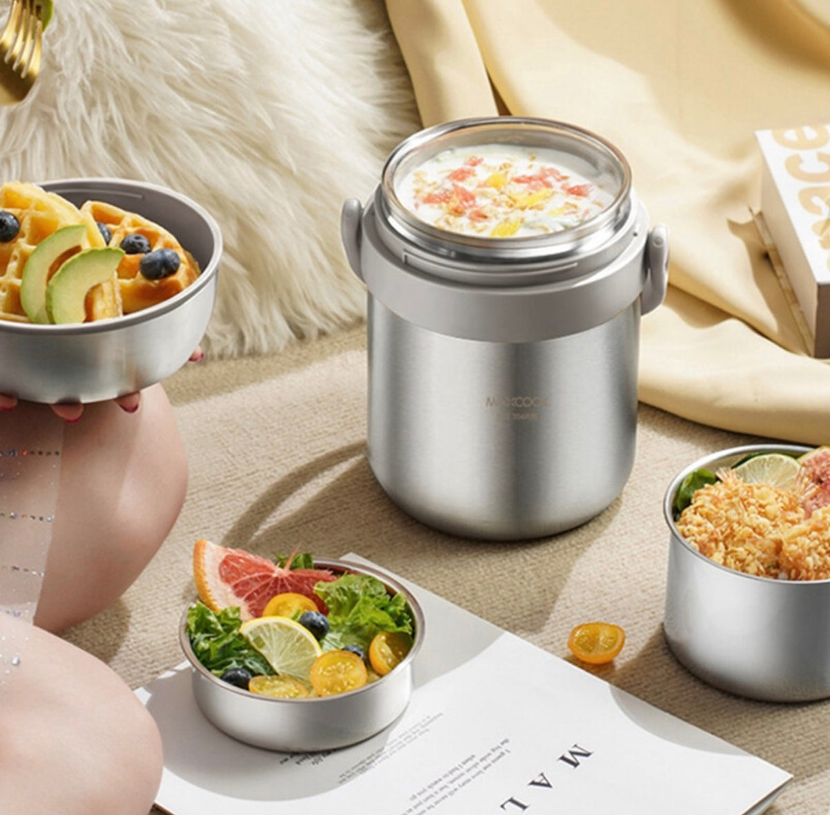 Thermos alimentaire isotherme sous vide 1,5 L Acier inoxydable
304 Grande ouverture
