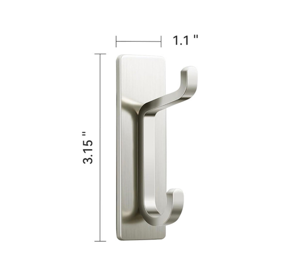 Lot de 6 crochets adhésifs robustes en acier inoxydable - Argent