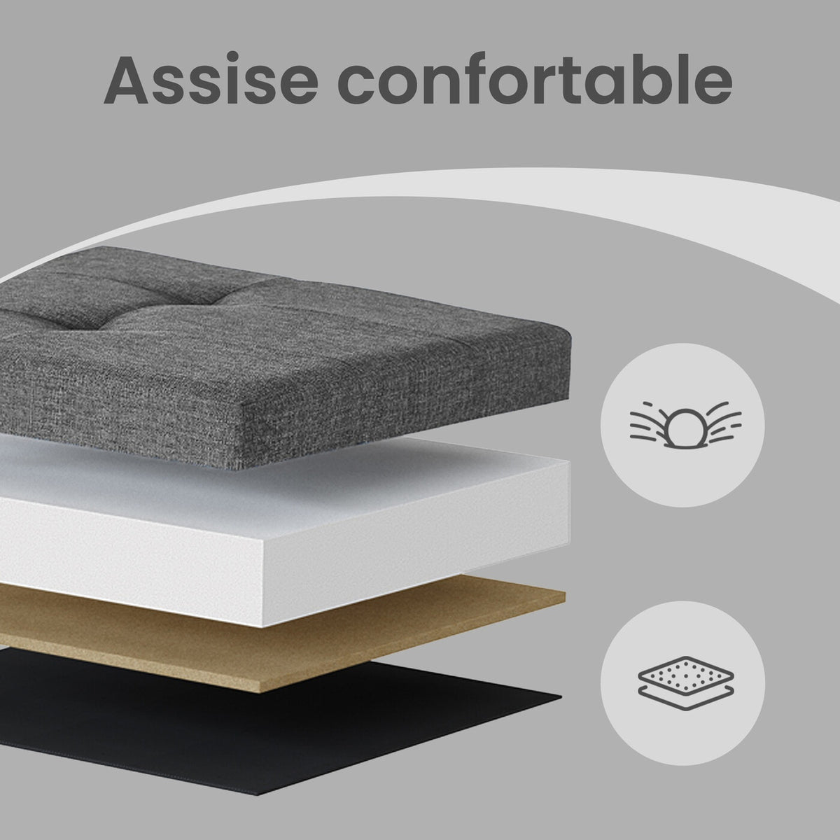 Pouf pliable gris ardoise – 38 x 38 x 40 cm, petit repose-pieds et tabouret de rangement, supporte 300 kg – compact pour salon, chambre ou dortoir
