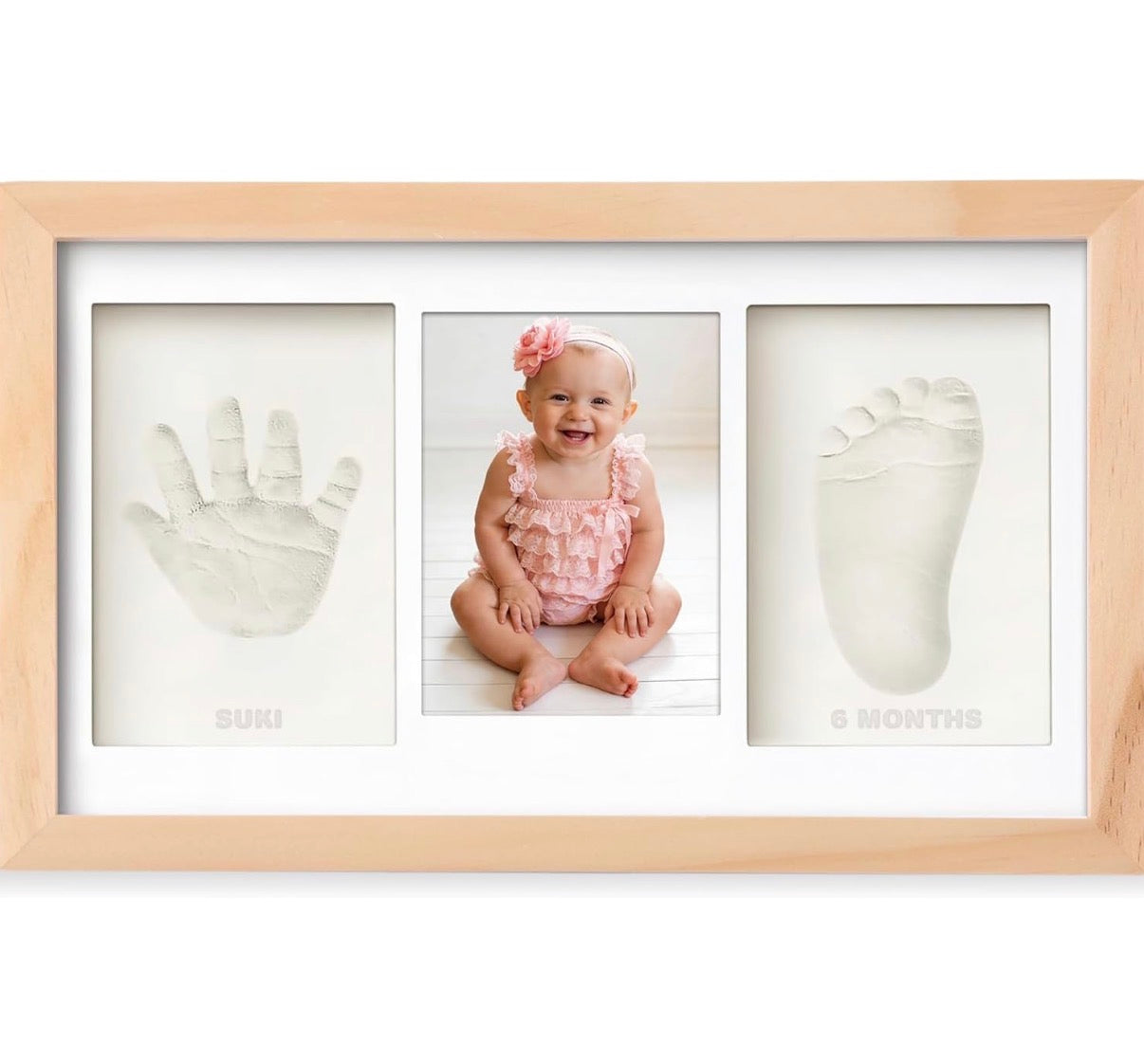 Cadre Empreinte Main Pied Bebe avec Argile, Kit Empreinte Bebe avec NOM pour Cadeau Bebe Naissance, Cadre Empreinte Bébé avec Argile Anti-Fissuration
