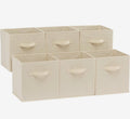 Lot de 6 Boîtes de Rangement Pliables en Tissu avec Poignées, Beige ou gris. 10.5 × 10.5 x 11 pouces