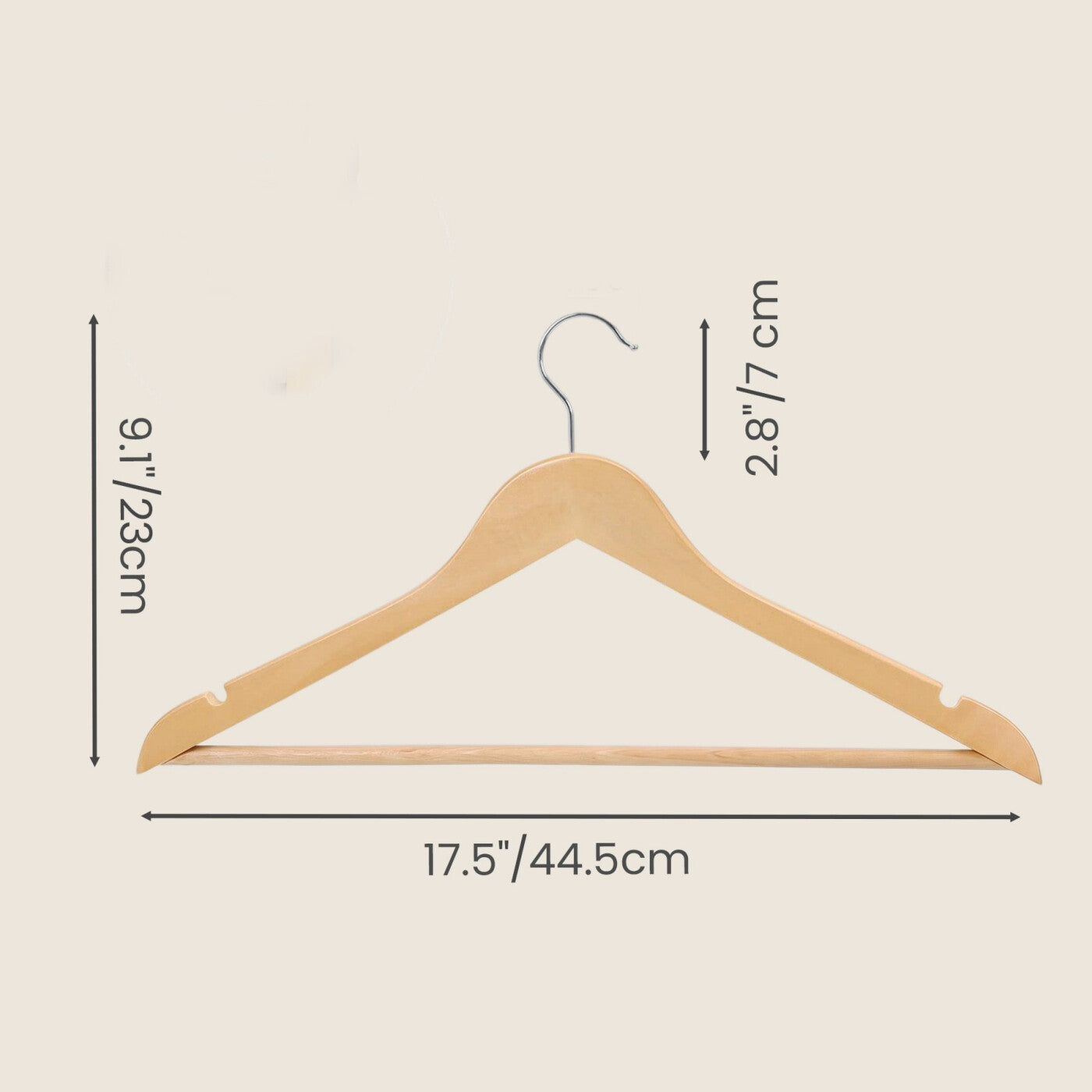 Lot de 20 cintres en bois massif, cintres pour manteaux robustes en bois véritable avec rainures d'épaule pour une tenue antidérapante des vêtements et crochet pivotant argenté antirouille, idéal pour costumes, chemises, manteaux, blazers, robes, placard