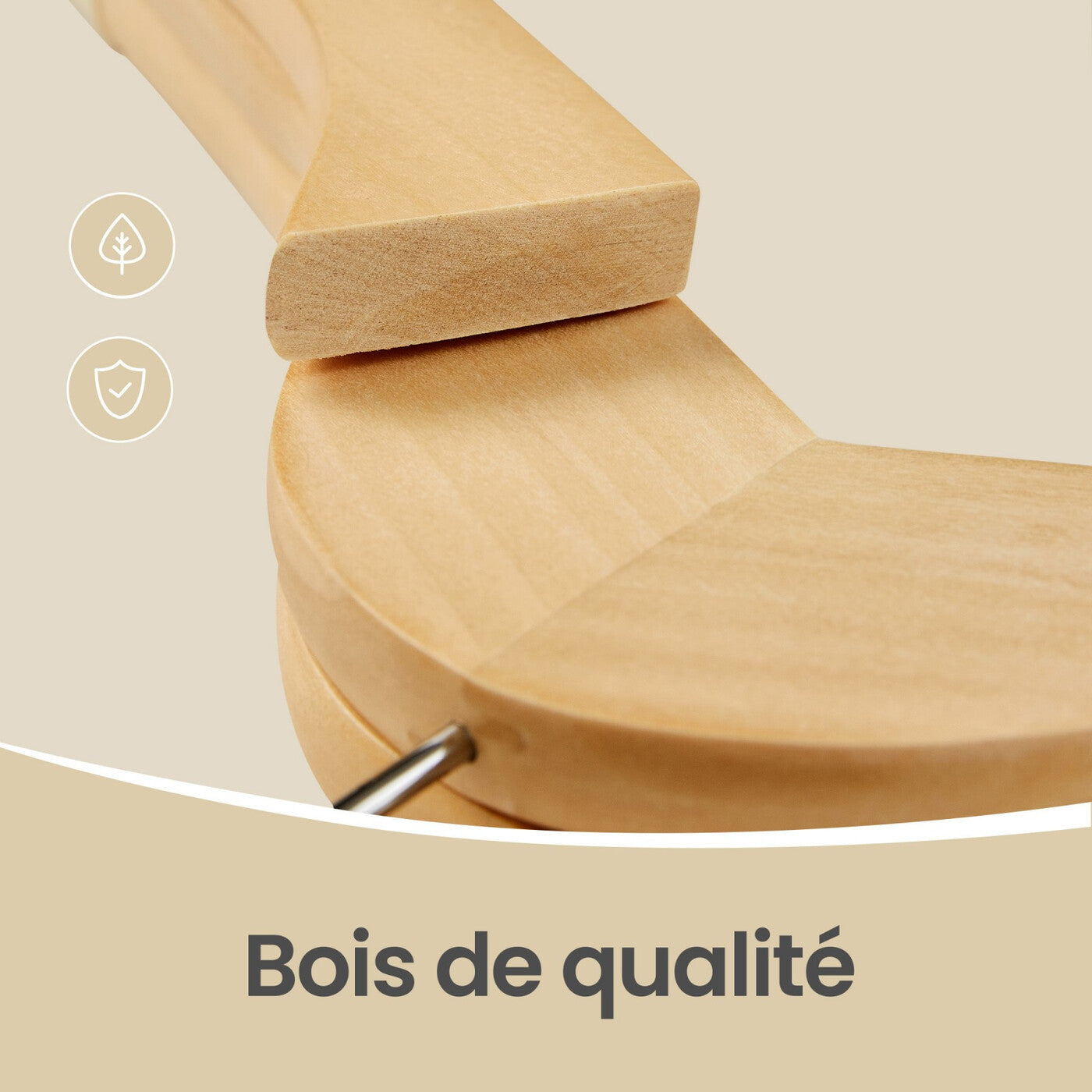 Lot de 20 cintres en bois massif, cintres pour manteaux robustes en bois véritable avec rainures d'épaule pour une tenue antidérapante des vêtements et crochet pivotant argenté antirouille, idéal pour costumes, chemises, manteaux, blazers, robes, placard