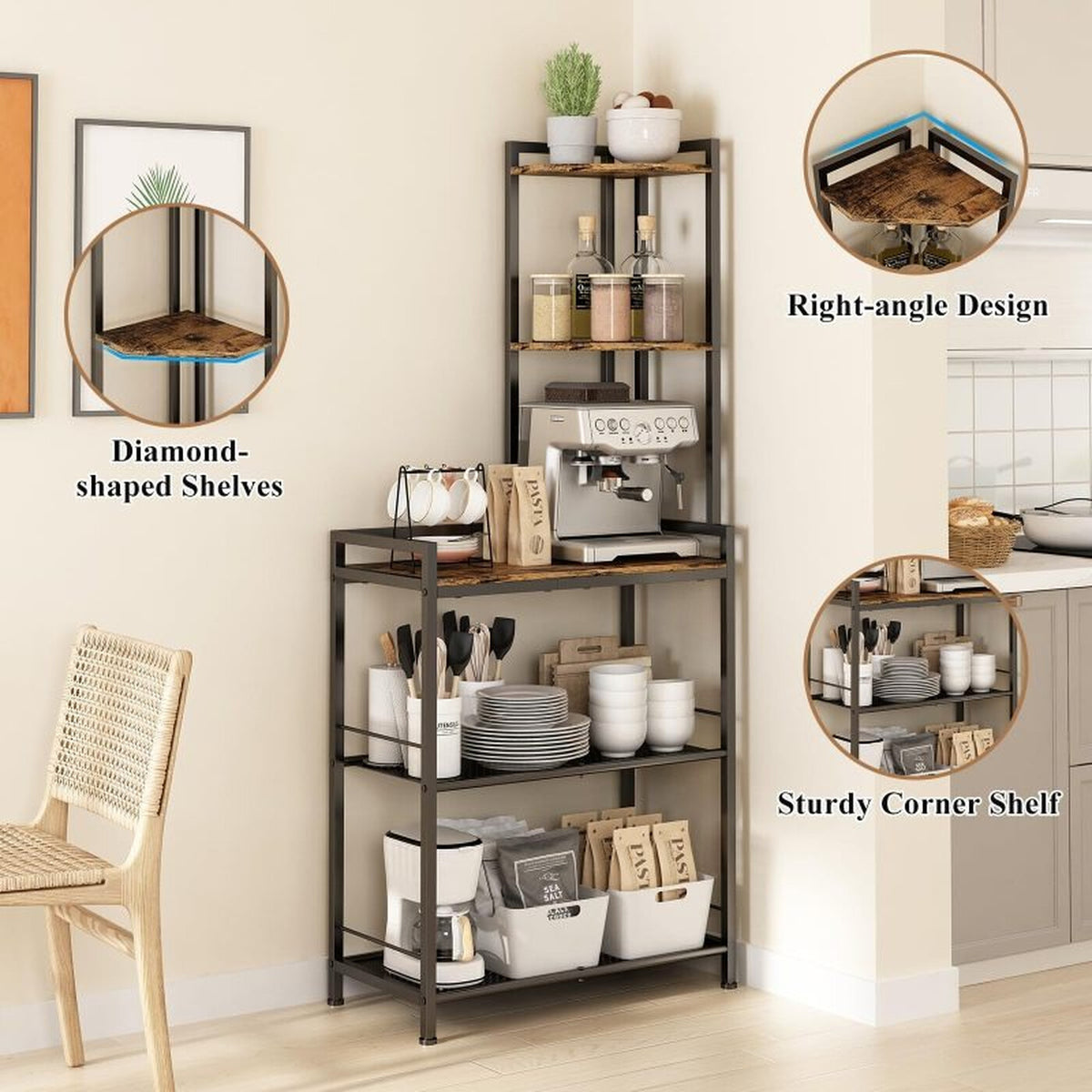 Étagère d’angle - Organiseur pour salle de bain et cuisine