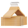 Lot de 20 cintres en bois massif, cintres pour manteaux robustes en bois véritable avec rainures d'épaule pour une tenue antidérapante des vêtements et crochet pivotant argenté antirouille, idéal pour costumes, chemises, manteaux, blazers, robes, placard