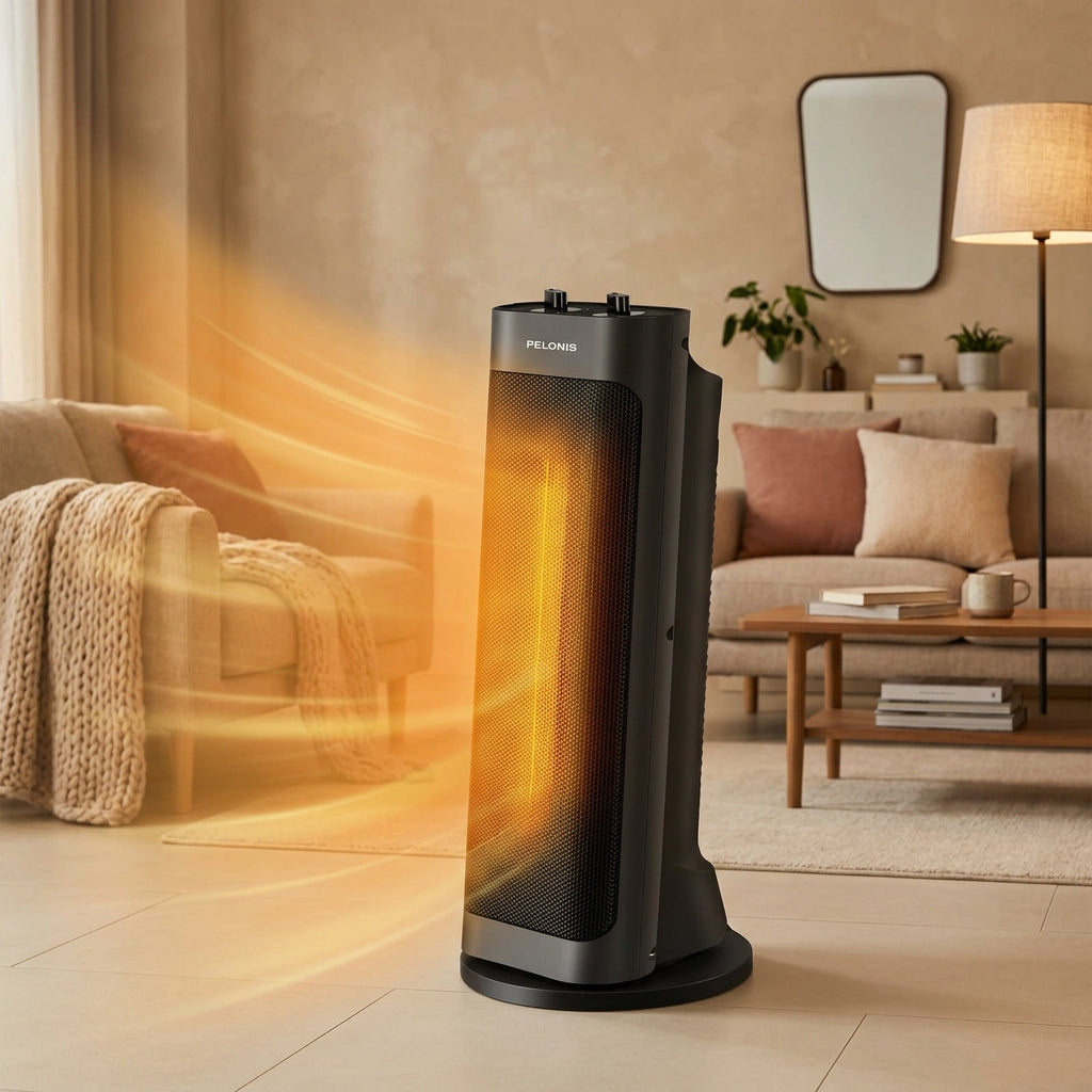 chauffage soufflant céramique PTC 2000 W, chauffe rapide en 3 secondes, oscillation à 70°, arrêt en cas de basculement + protection contre la surchauffe, design portable, adapté à un espace d'environ 15㎡