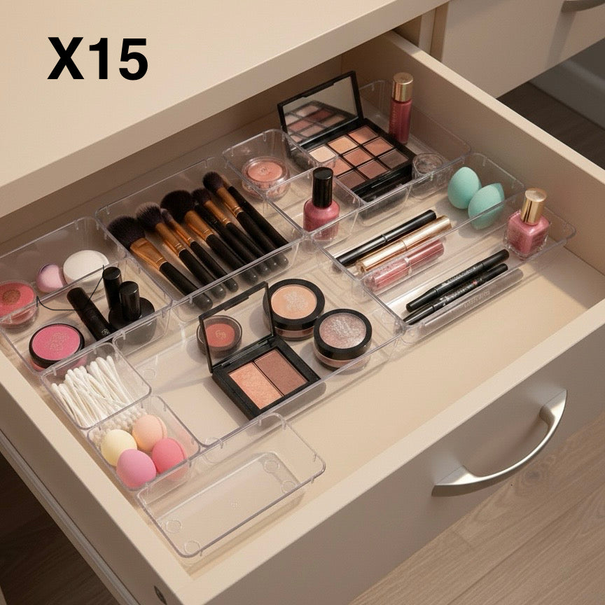 Lot de 15 Organisateurs de Tiroir Modulable (maquillage,bijoux etc)