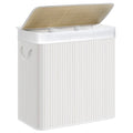 Panier à linge 150L en bambou avec couvercle et 3 compartiments