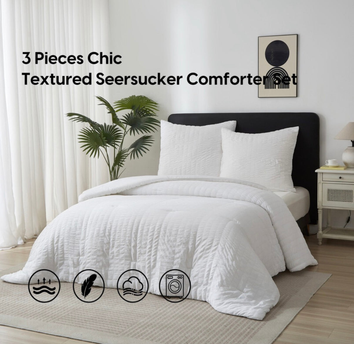 Parure de lit texturée
Seersucker blanc housse de couette, taie d’oreiller