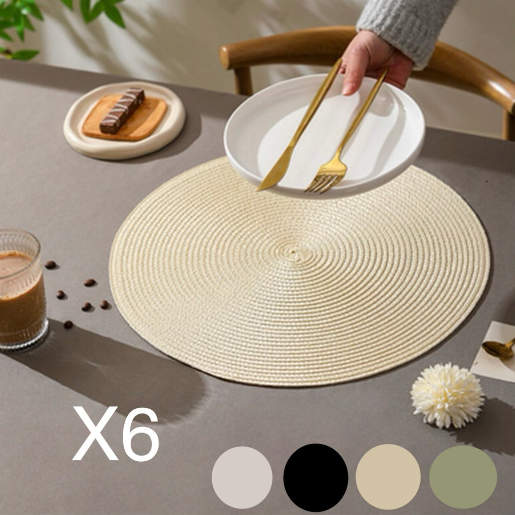 Lot de 6 Sets de table Ronds tressés 38CM