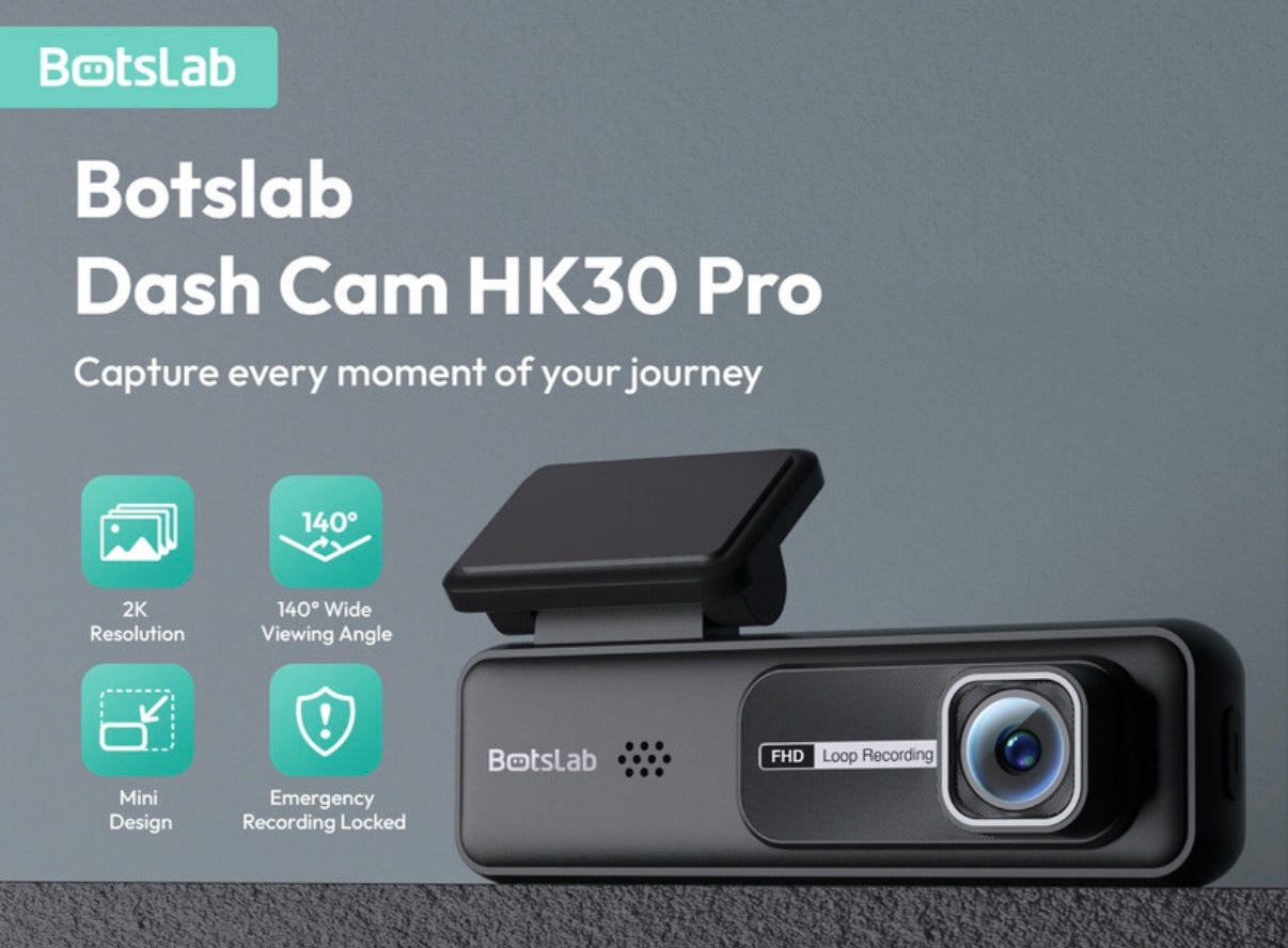 Dashcam, résolution 2K, design compact, grand-angle 140° , mode nuit